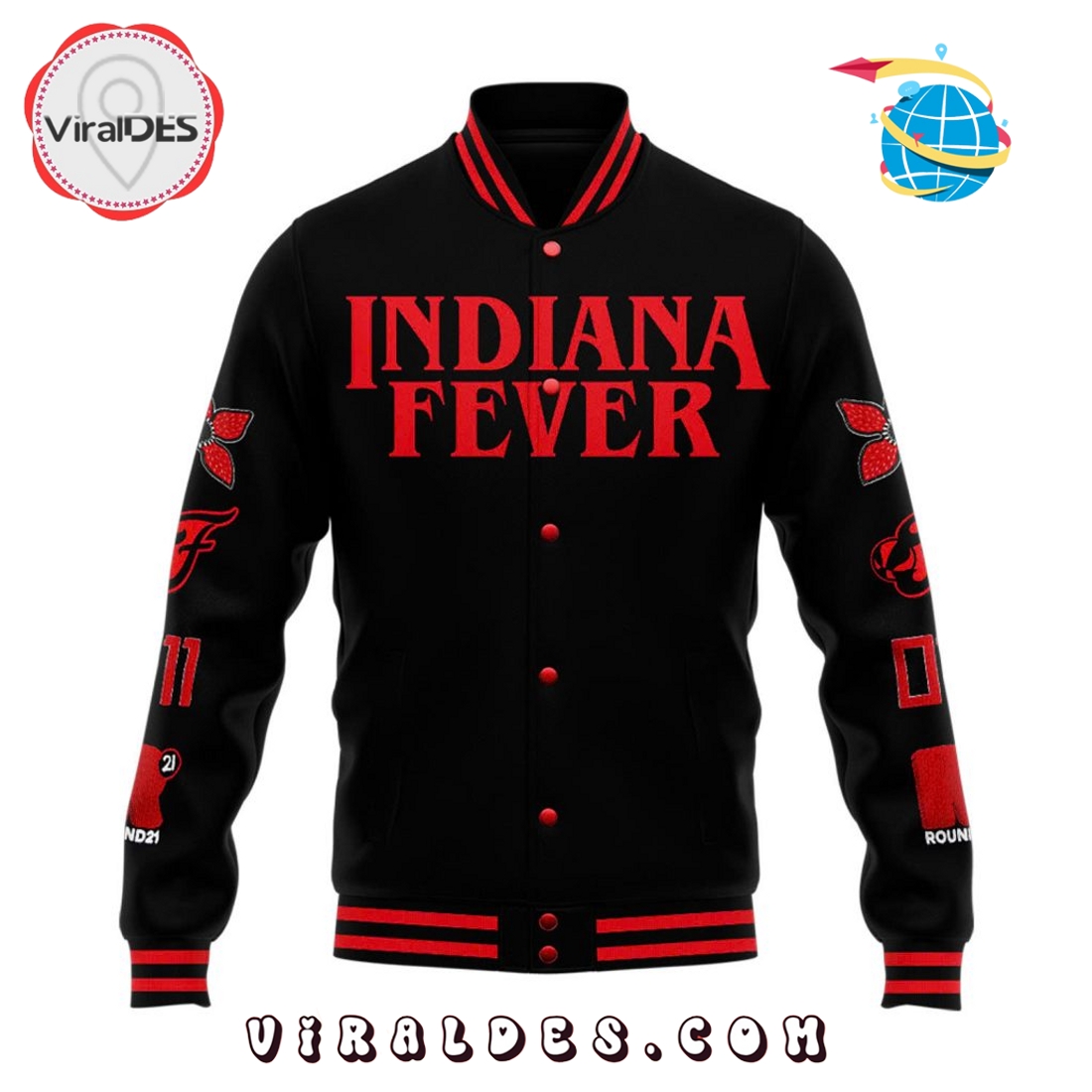 Men’s Indiana Fever Stranger Things Baseball Jacket Men’s Indiana Fever Stranger Things Baseball Jacket