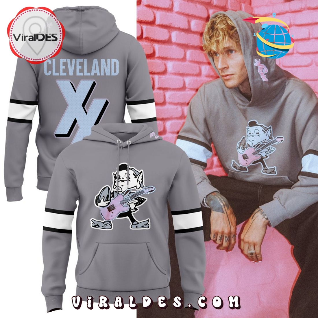 MGK x Cleveland Browns Brownie Rock Gray Hoodie, Cap MGK x Cleveland Browns Brownie Rock Gray Hoodie, Cap