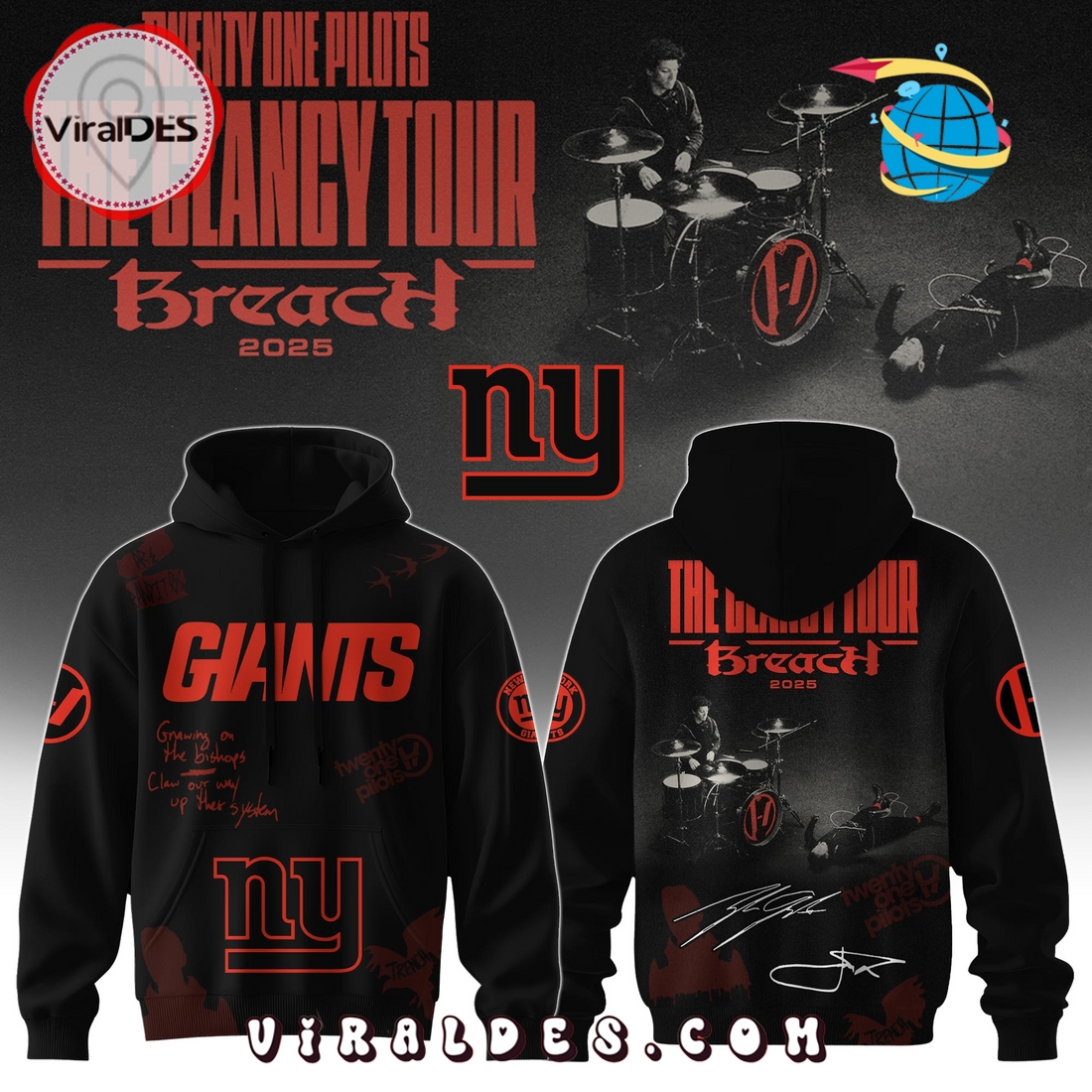 New York Giants x Twenty One Pilots Signatures Hoodie, Long Pant New York Giants x Twenty One Pilots Signatures Hoodie, Long Pant