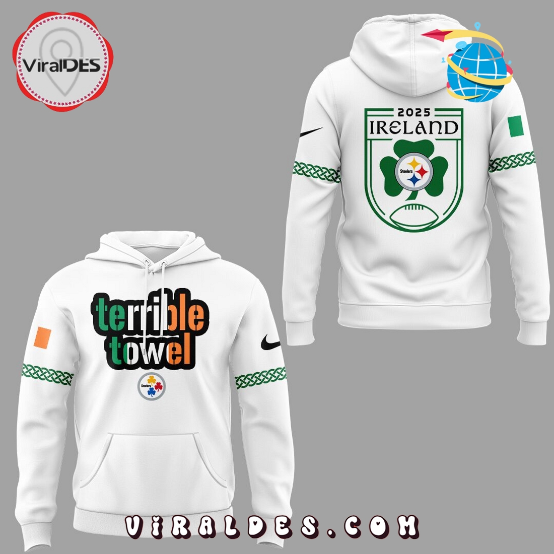 Pittsburgh Steelers Dublin Game White Hoodie, Long Pants Pittsburgh Steelers Dublin Game White Hoodie, Long Pants