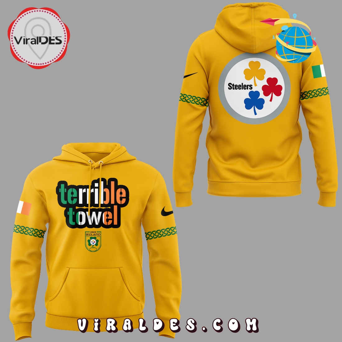 Pittsburgh Steelers Dublin Game Yellow Hoodie, Long Pants Pittsburgh Steelers Dublin Game Yellow Hoodie, Long Pants