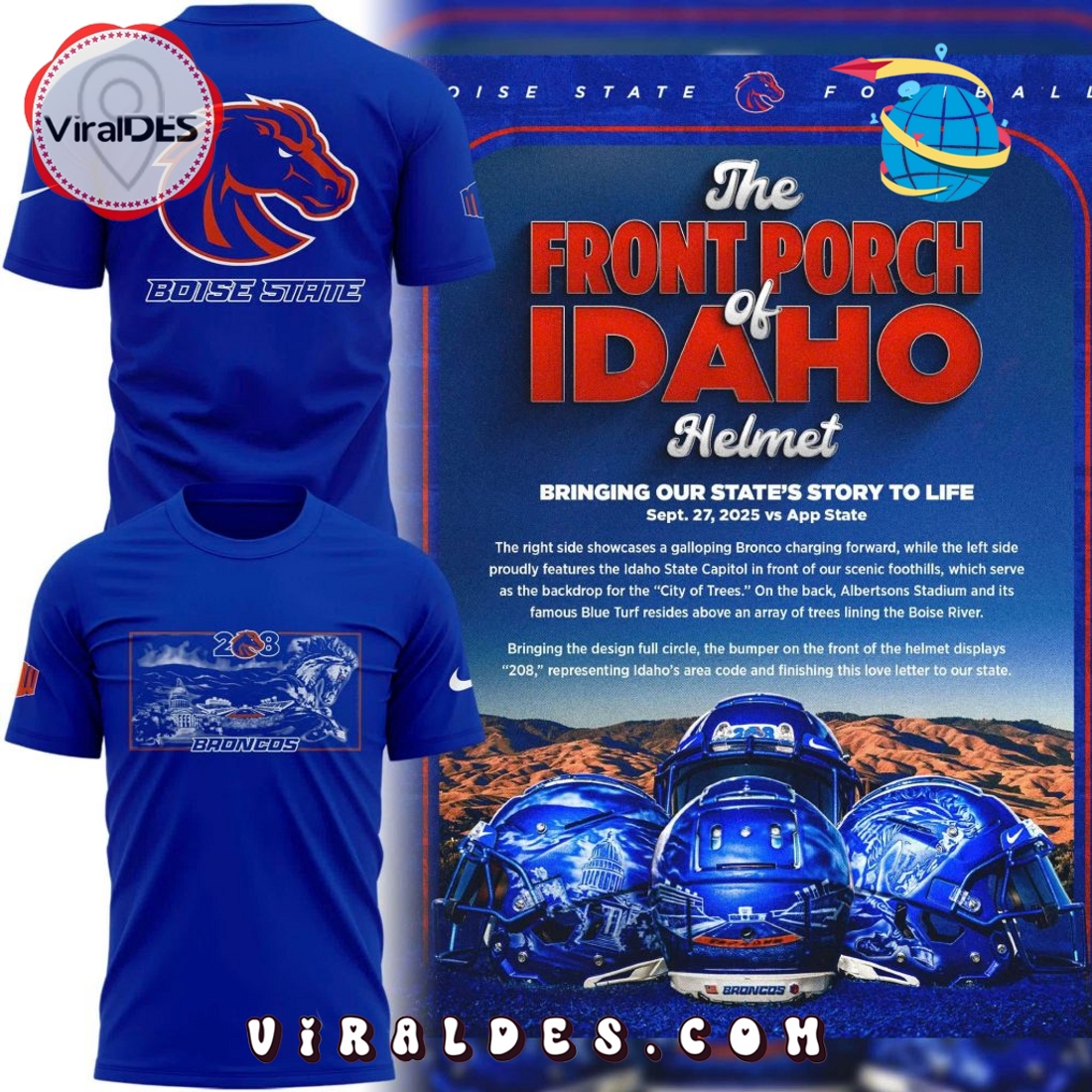 The Front Porch of Idaho Blue Football Shirt The Front Porch of Idaho Blue Football Shirt