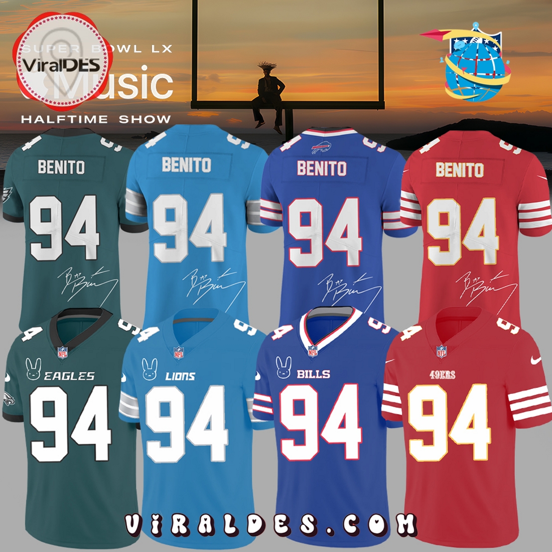 All NFL Team x Bad Bunny Super Bowl Football Jersey 2025 All NFL Team x Bad Bunny Super Bowl Football Jersey 2025