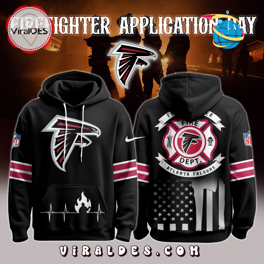 Atlanta Falcons x Firefighter Appreciation Night Game Hoodie 2025 Atlanta Falcons x Firefighter Appreciation Night Game Hoodie 2025