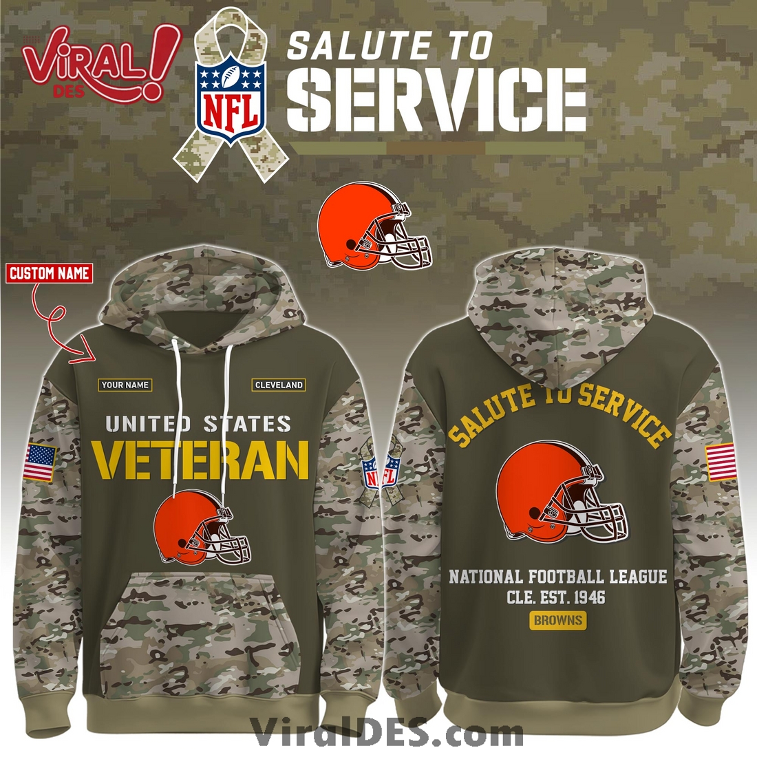 Cleveland Browns 2025 Salute to Service Hoodie, Long Pants Cleveland Browns 2025 Salute to Service Hoodie, Long Pants