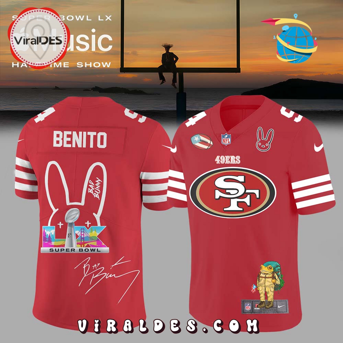 Custom Team NFL x Bad Bunny Super Bowl Football Jersey Custom Team NFL x Bad Bunny Super Bowl Football Jersey