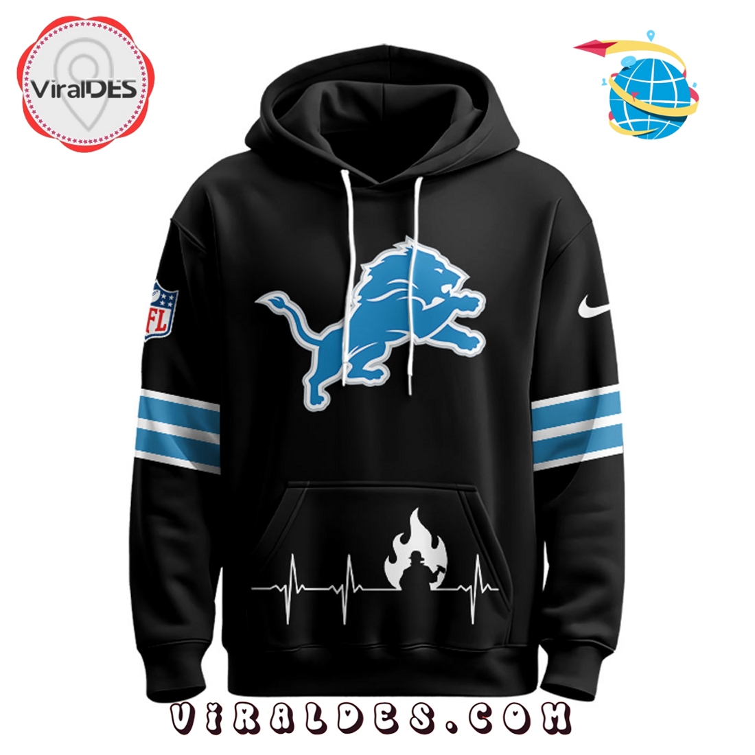 Detroit Lions x Firefighter Appreciation Night Game Hoodie 2025 Detroit Lions x Firefighter Appreciation Night Game Hoodie 2025