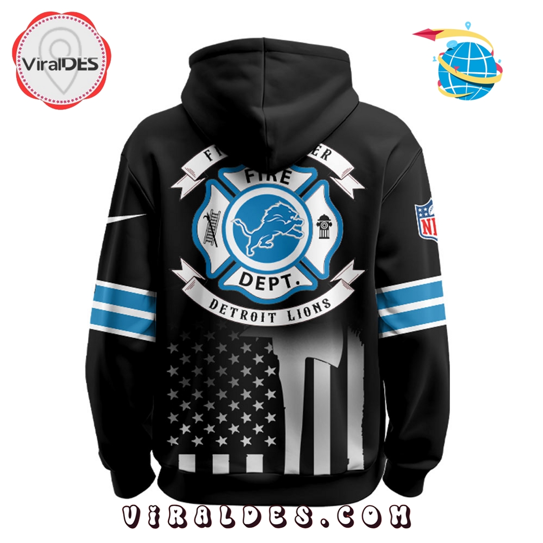 Detroit Lions x Firefighter Appreciation Night Game Hoodie 2025 Detroit Lions x Firefighter Appreciation Night Game Hoodie 2025