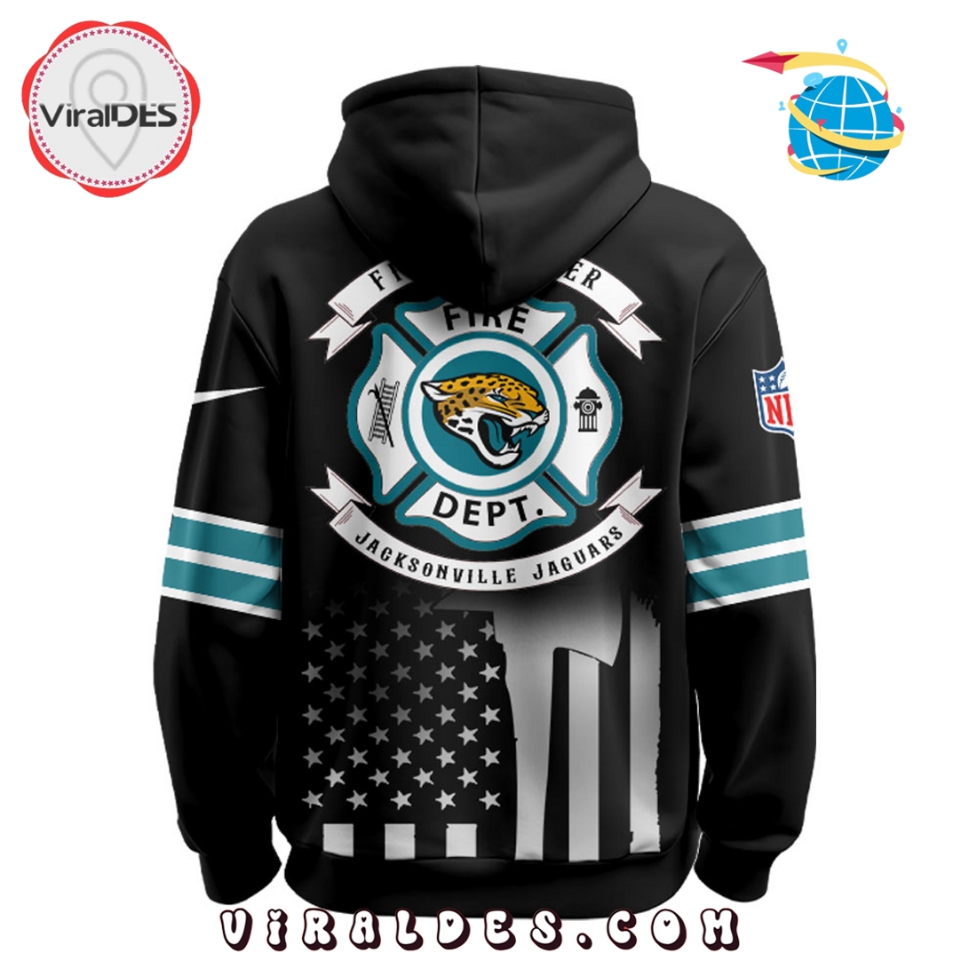 Jacksonville Jaguars x Firefighter Appreciation Night Game Hoodie 2025 Jacksonville Jaguars x Firefighter Appreciation Night Game Hoodie 2025