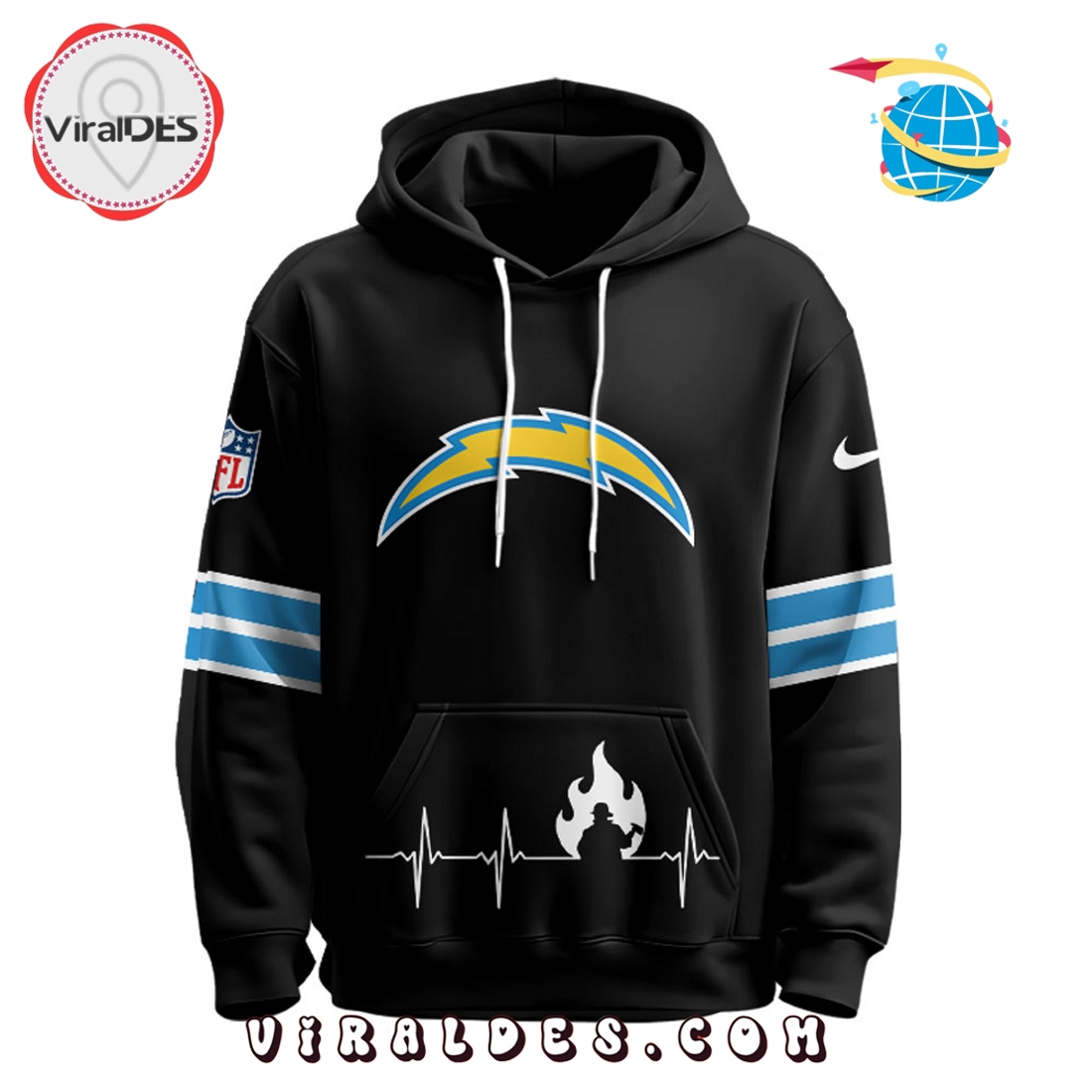 Los Angeles Chargers x Firefighter Appreciation Night Game Hoodie 2025 Los Angeles Chargers x Firefighter Appreciation Night Game Hoodie 2025