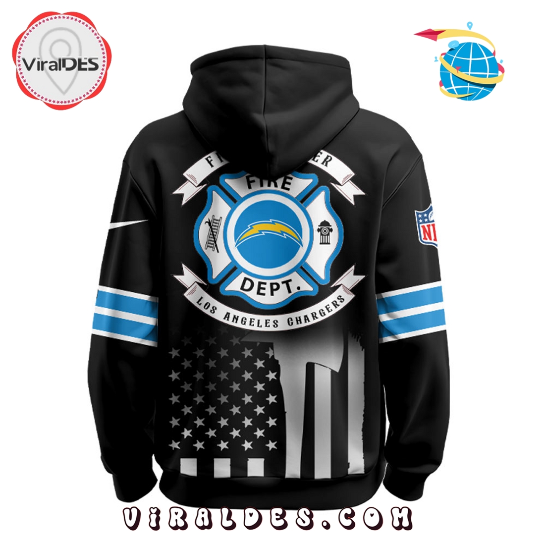 Los Angeles Chargers x Firefighter Appreciation Night Game Hoodie 2025 Los Angeles Chargers x Firefighter Appreciation Night Game Hoodie 2025