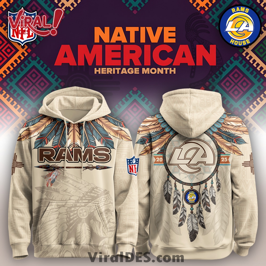 Los Angeles Rams Native American Heritage Month Limited Editions Hoodie Los Angeles Rams Native American Heritage Month Limited Editions Hoodie