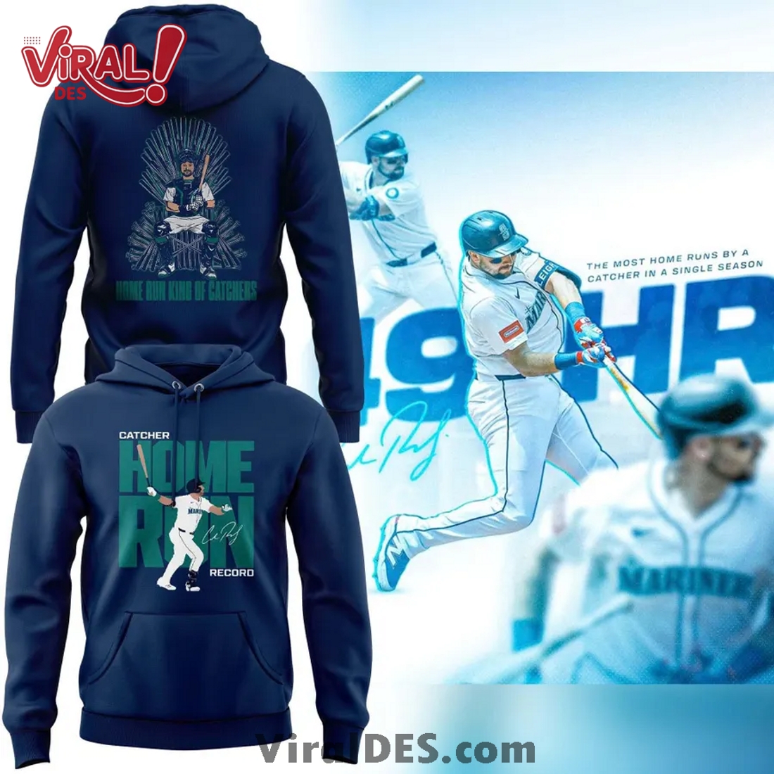 Mariners Cal Raleigh’s Catcher Home Run Record Hoodie, Pants Mariners Cal Raleigh’s Catcher Home Run Record Hoodie, Pants