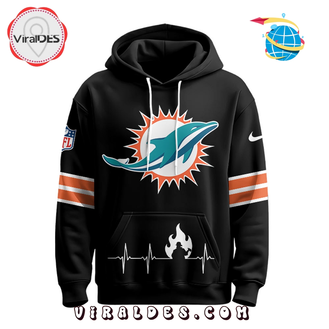 Miami Dolphins x Firefighter Appreciation Night Game Hoodie 2025 Miami Dolphins x Firefighter Appreciation Night Game Hoodie 2025