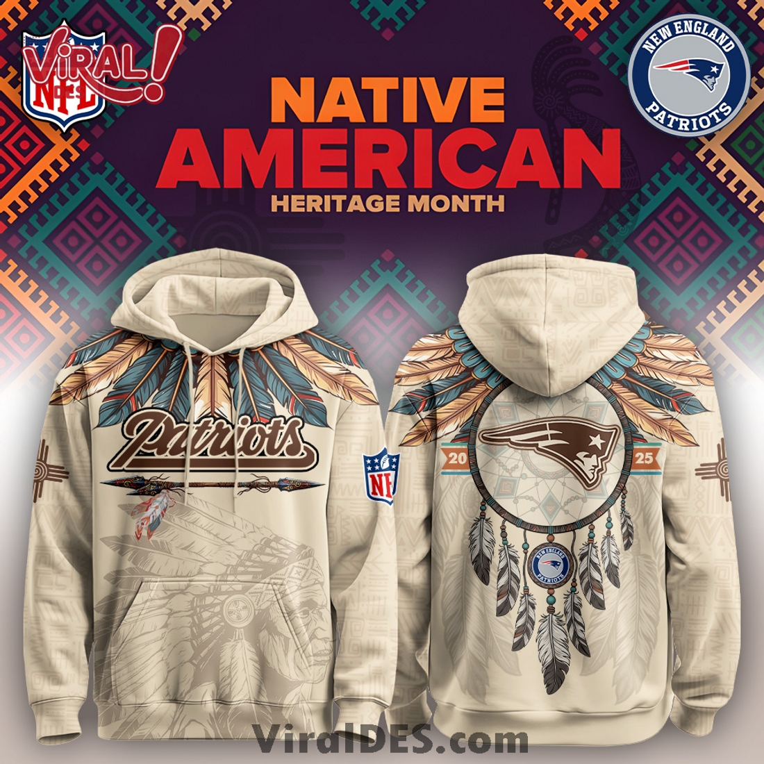 New England Patriots Native American Heritage Month Limited Editions Hoodie New England Patriots Native American Heritage Month Limited Editions Hoodie