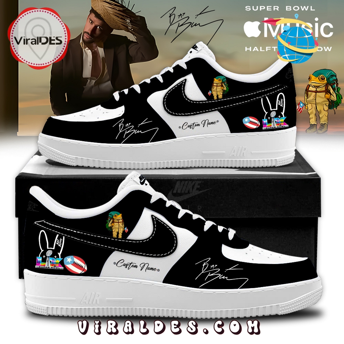 NFL x Bad Bunny Super Bowl Air Force 1 Sneakers NFL x Bad Bunny Super Bowl Air Force 1 Sneakers