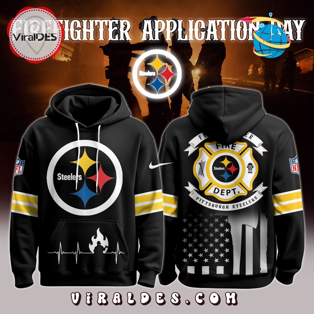 Pittsburgh Steelers x Firefighter Appreciation Night Game Hoodie 2025 Pittsburgh Steelers x Firefighter Appreciation Night Game Hoodie 2025