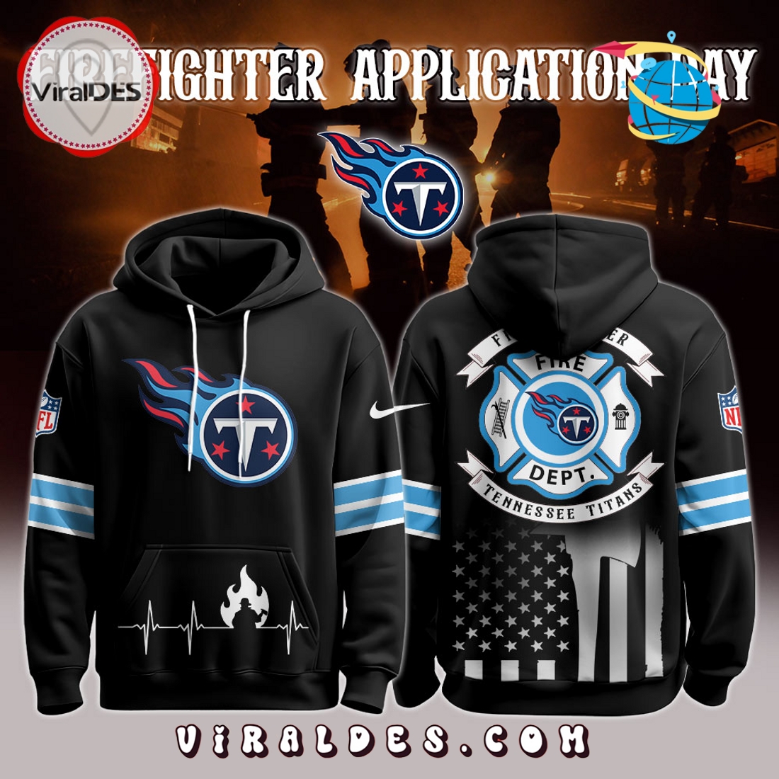 Tennessee Titans x Firefighter Appreciation Night Game Hoodie 2025 Tennessee Titans x Firefighter Appreciation Night Game Hoodie 2025