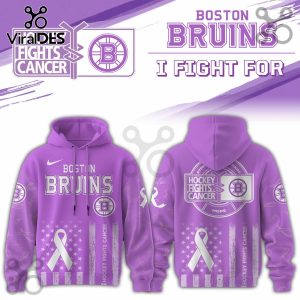 Boston Bruins Hockey Fights Cancer Purple Ribbon Hoodie