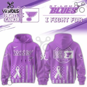 St. Louis Blues Hockey Fights Cancer Purple Ribbon Hoodie