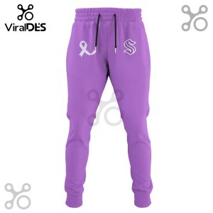 Seattle Kraken Hockey Fights Cancer Purple Ribbon Hoodie
