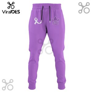 Toronto Maple Leafs Hockey Fights Cancer Purple Ribbon Hoodie