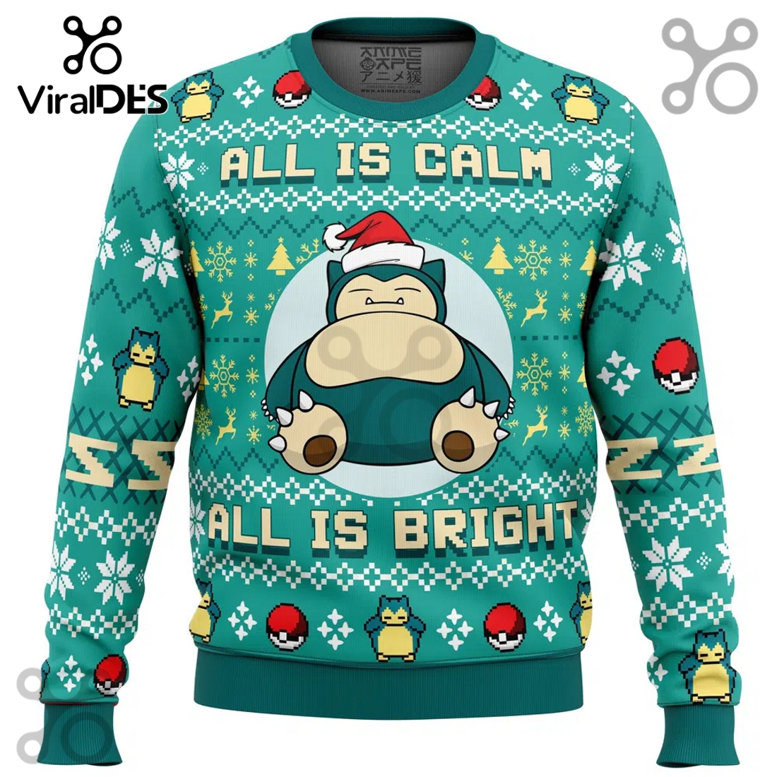 All is Calm All Bright Snorlax Pokemon Ugly Sweater 2025 All is Calm All Bright Snorlax Pokemon Ugly Sweater 2025
