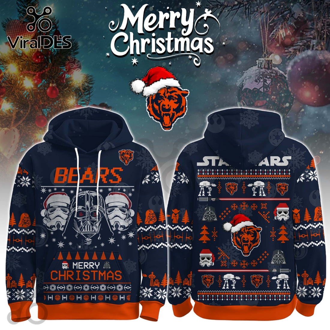 Chicago Bears Merry Christmas The Force Edition Hoodie 2025 Chicago Bears Merry Christmas The Force Edition Hoodie 2025