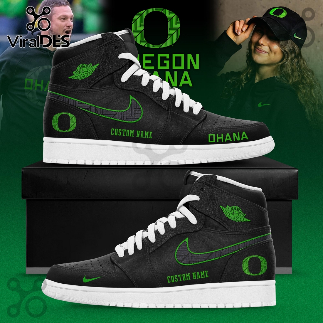 Custom Oregon Ducks Ohana 2025 Custom AJ1 Sneaker Custom Oregon Ducks Ohana 2025 Custom AJ1 Sneaker