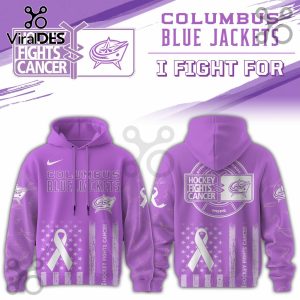 Columbus Blue Jackets Hockey Fights Cancer Purple Ribbon Hoodie