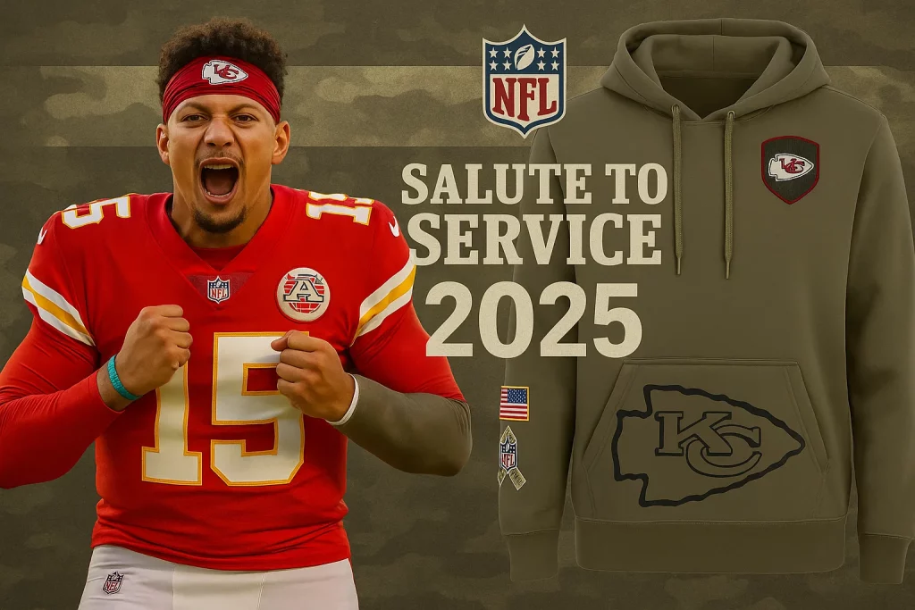 Kansas City Chiefs Salute To Service Limited Edition Shirt hero banner in military olive with team crest