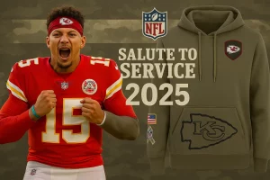 Kansas City Chiefs Salute To Service Limited Edition Shirt hero banner in military olive with team crest