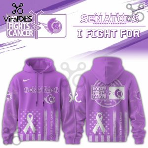 Ottawa Senators Hockey Fights Cancer Purple Ribbon Hoodie