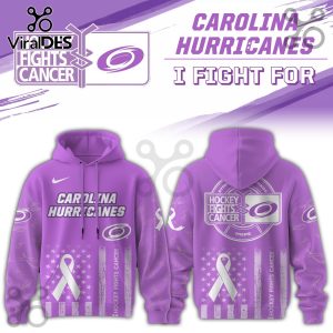 Carolina Hurricanes Hockey Fights Cancer Purple Ribbon Hoodie