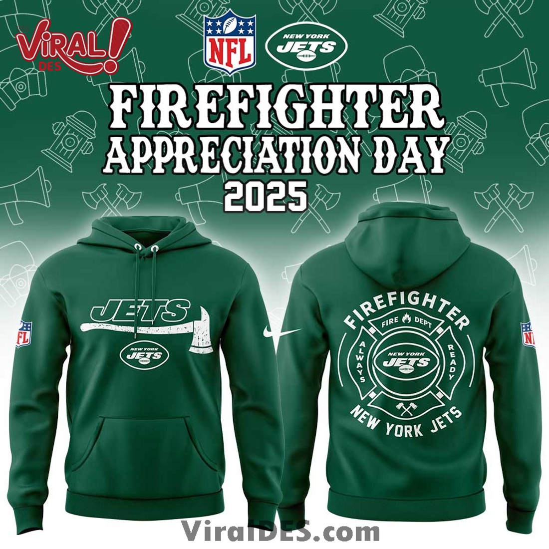 New York Jets 2025 Firefighter Application Day Hoodie