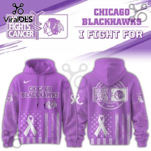 Chicago Blackhawks Hockey Fights Cancer Purple Ribbon Hoodie