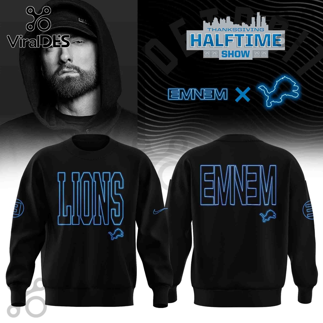 Premium Detroit Lions x Eminem Halftime Hoodie