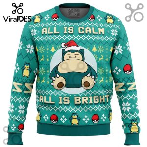All is Calm All Bright Snorlax Pokemon Ugly Sweater 2025