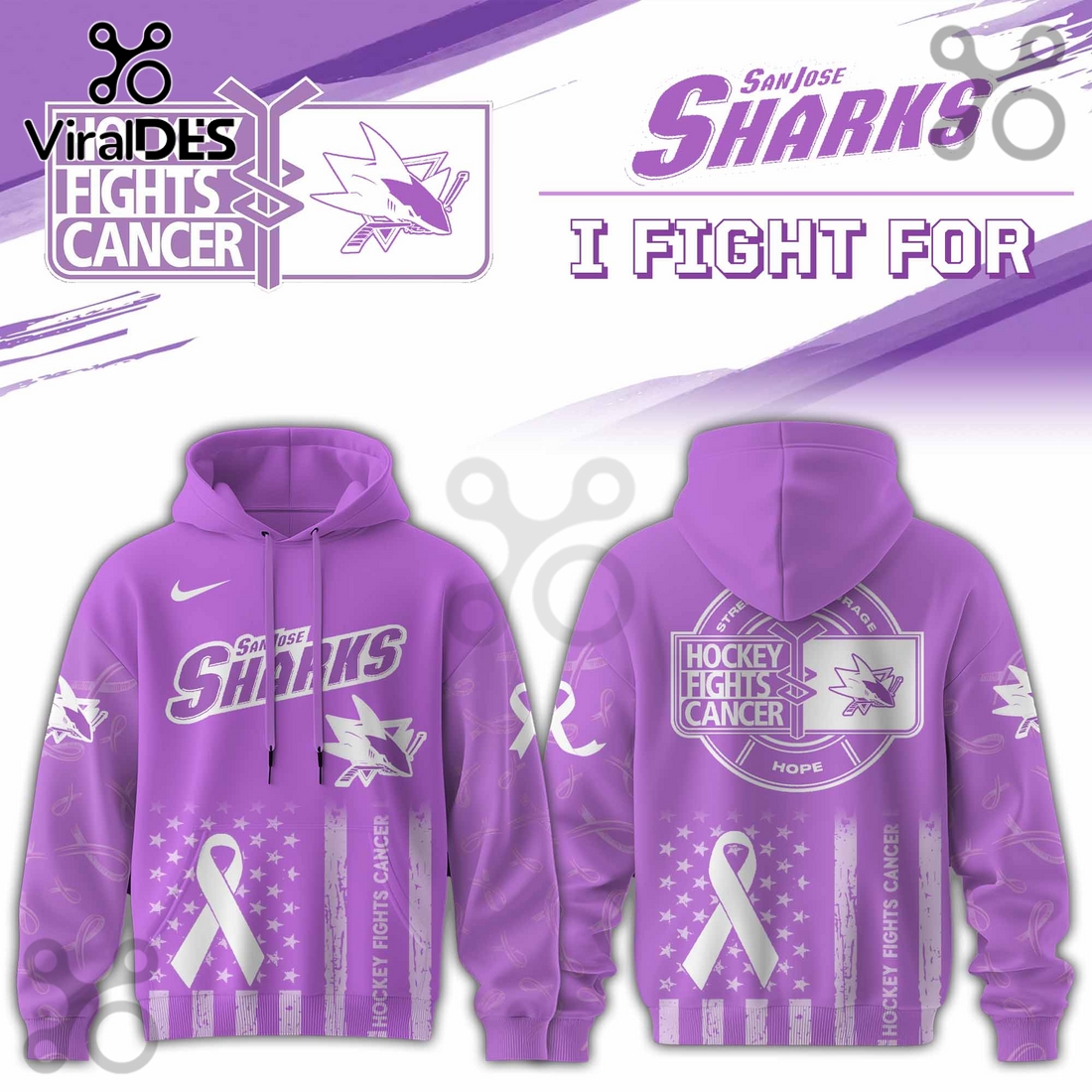 San Jose Sharks Hockey Fights Cancer Purple Ribbon Hoodie San Jose Sharks Hockey Fights Cancer Purple Ribbon Hoodie