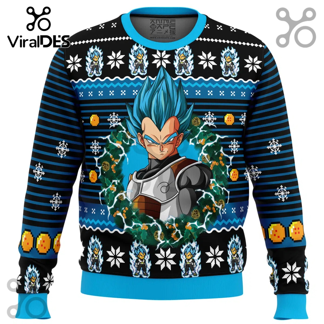 Super Saiyan Blue Vegeta Ugly Sweater 2025 Super Saiyan Blue Vegeta Ugly Sweater 2025