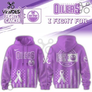 Edmonton Oilers Hockey Fights Cancer Purple Ribbon Hoodie
