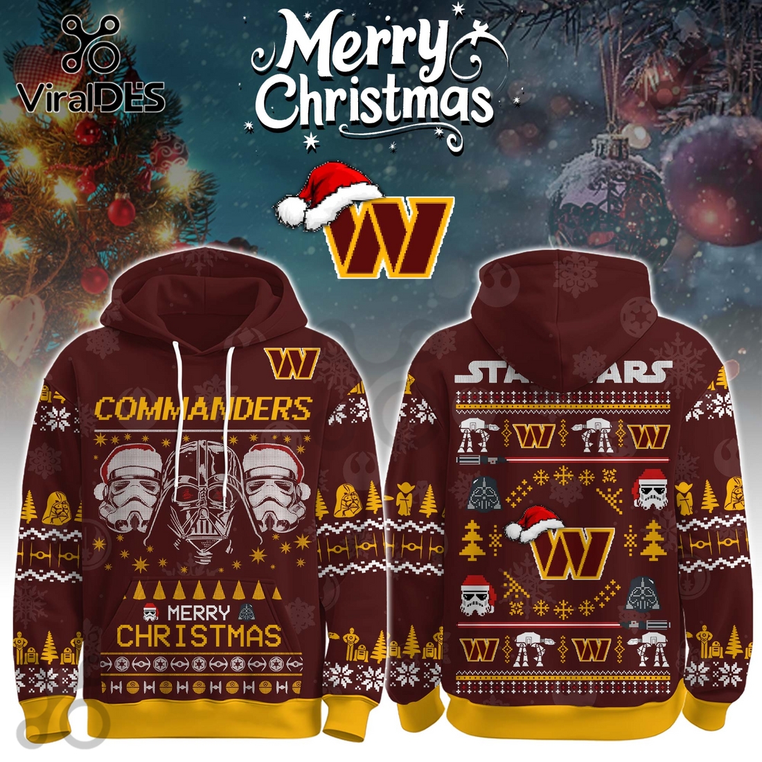 Washington Commanders Merry Christmas The Force Edition Hoodie 2025 Washington Commanders Merry Christmas The Force Edition Hoodie 2025