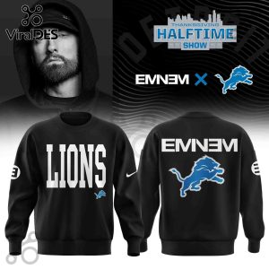 Detroit Lions x Eminem Halftime Black Hoodie 2025