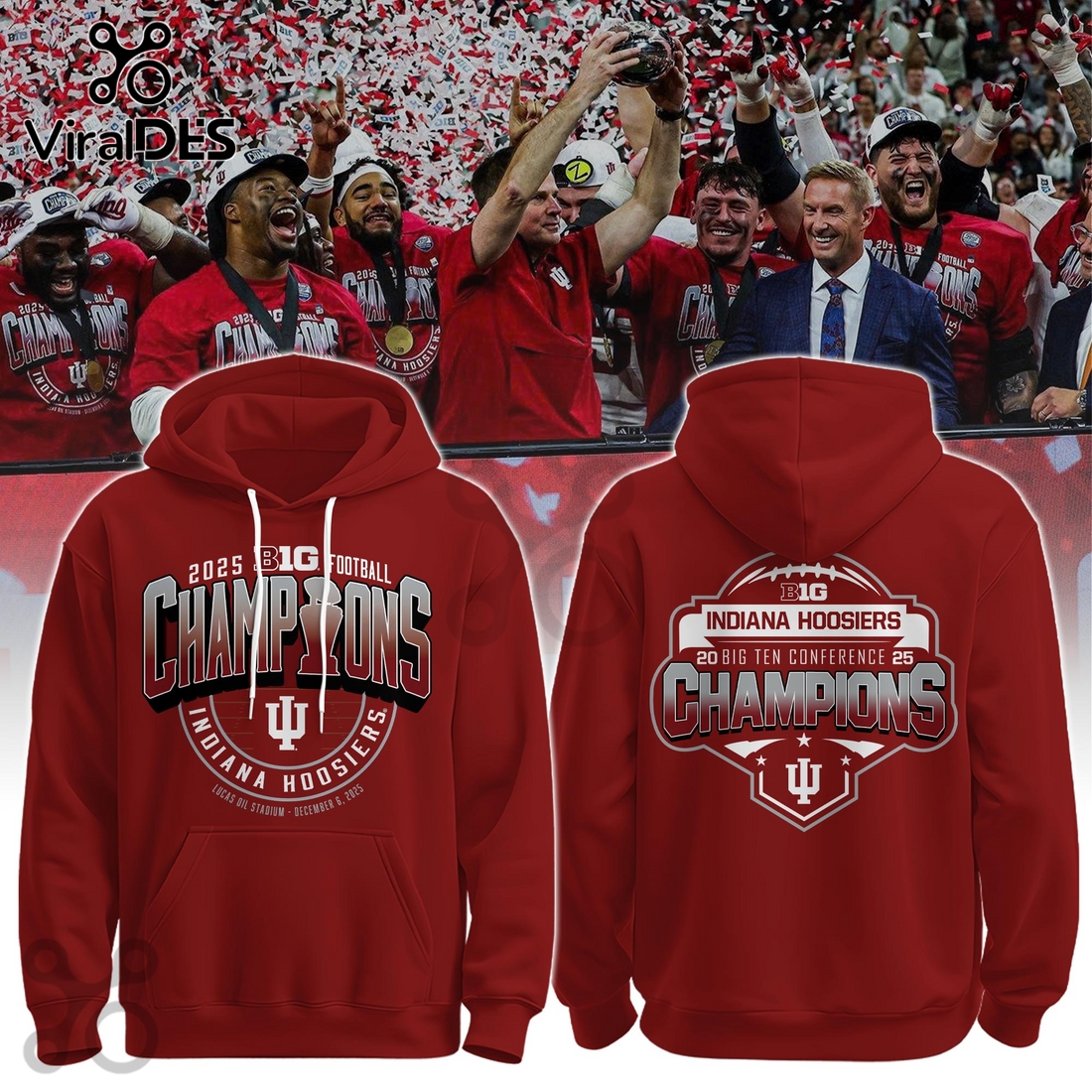 2025 Indiana Hoosiers Champions Red Hoodie And Cap 2025 Indiana Hoosiers Champions Red Hoodie And Cap