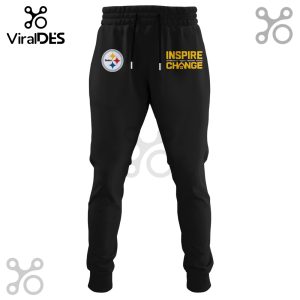 Black Steelers Inspire Change jogger pants with team logo and Inspire Change text on the thighs!