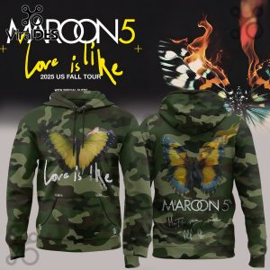Maroon 5 Love Is Like Tour Camo Hoodie And Cap