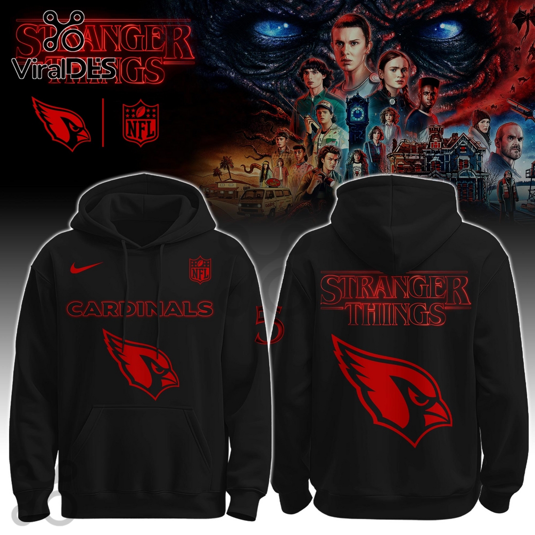 Arizona Cardinals NFL Stranger Things Hoodie And Pants Arizona Cardinals NFL Stranger Things Hoodie And Pants