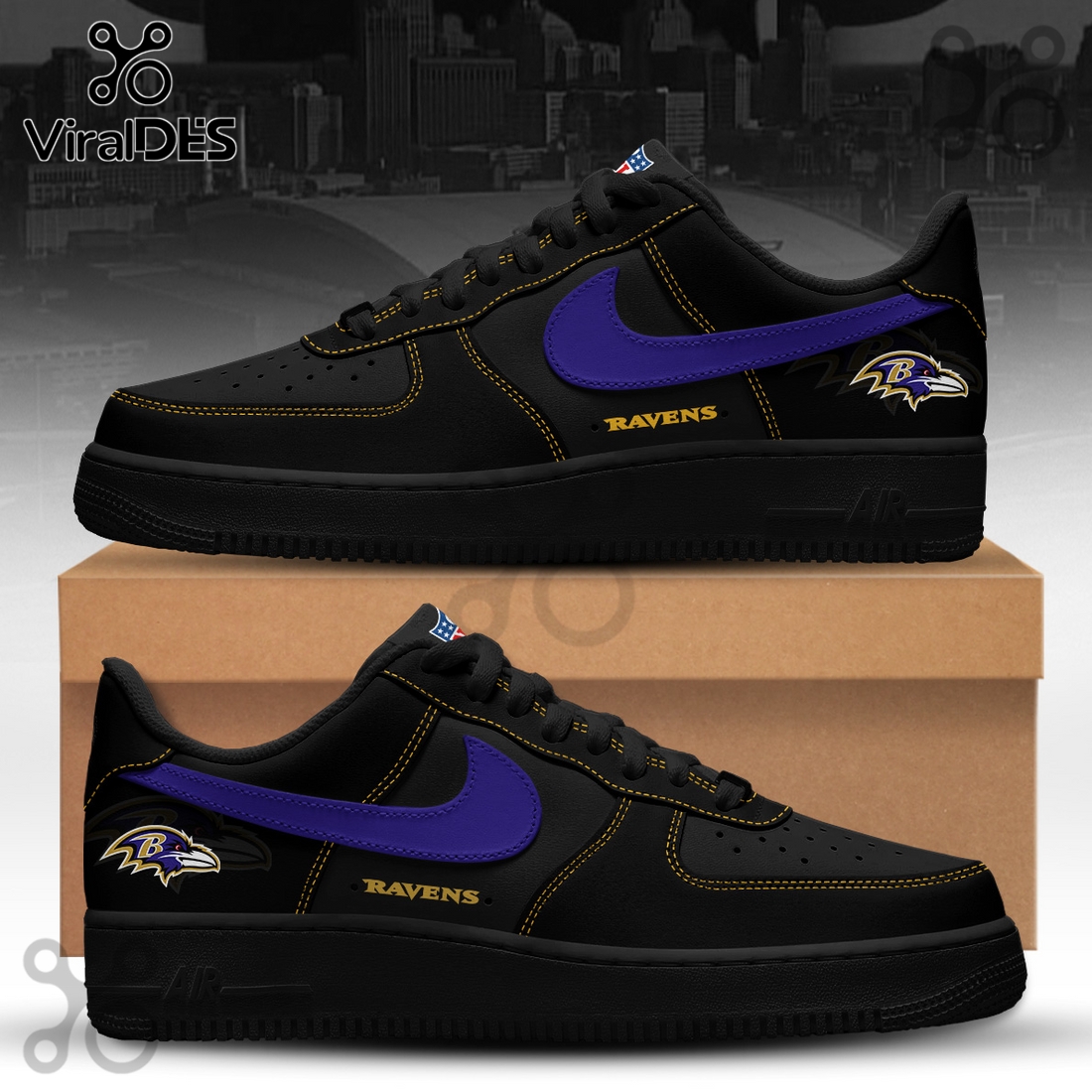 Baltimore Ravens Blackout Nike Air Force 1 Baltimore Ravens Blackout Nike Air Force 1