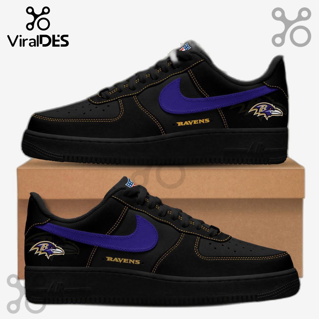Baltimore Ravens Blackout Nike Air Force 1 Baltimore Ravens Blackout Nike Air Force 1