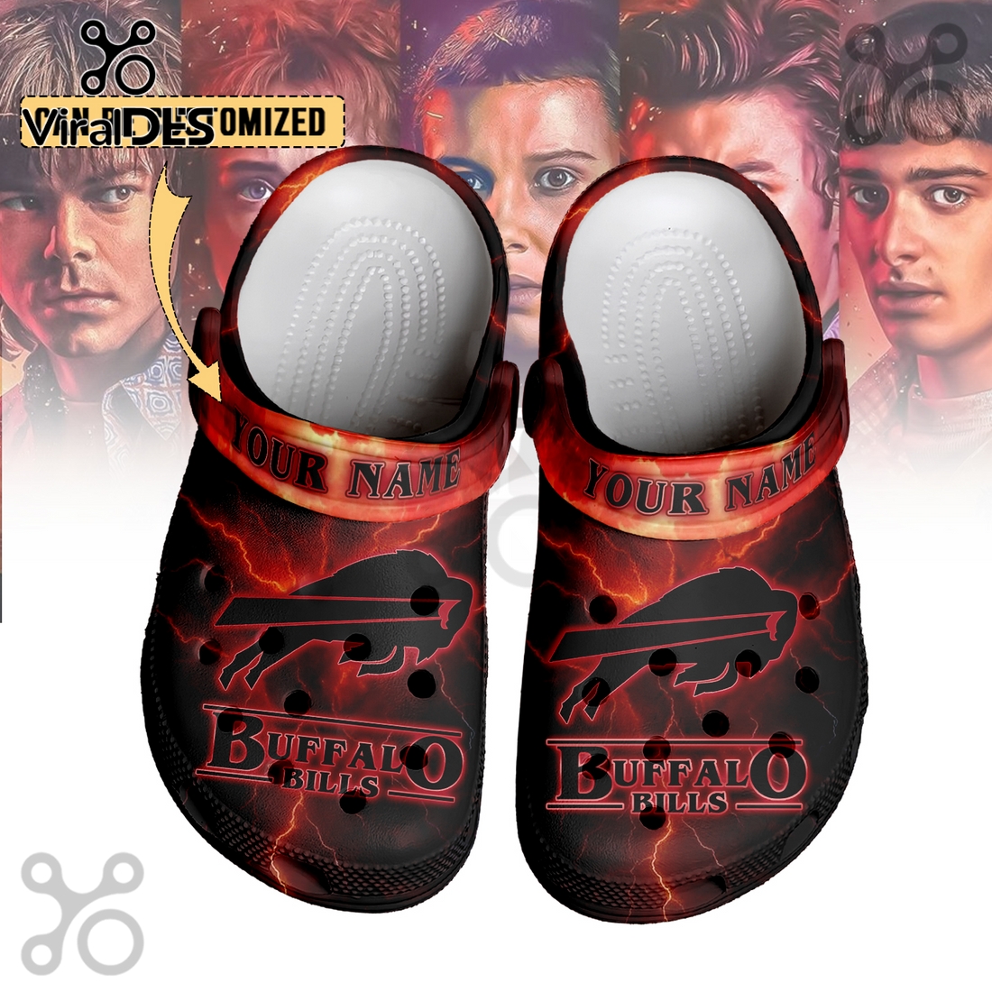 Buffalo Bills x Stranger Things Crocs Crocband Clogs Buffalo Bills x Stranger Things Crocs Crocband Clogs